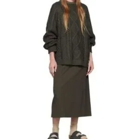 Fear of God Essentials Skirt Midi Cotton Knit Minimalist Gray Olive Green MEDIUM - Picture 1 of 14
